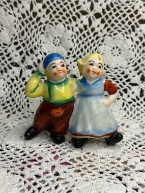 Vintage Hand-painted Dutch Boy & Girl Ceramic Planter, MCM, Made in Japan